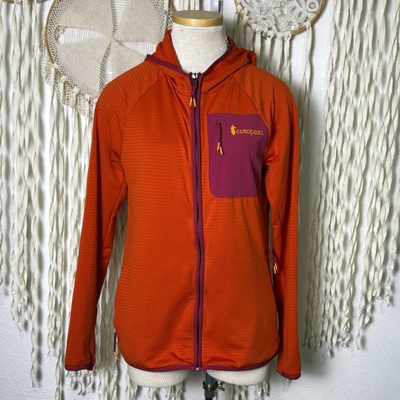 Cotopaxi Orange and Fushia Long Sleeve Hoodie Jacket Size M Zip Pockets - Picture 1 of 15